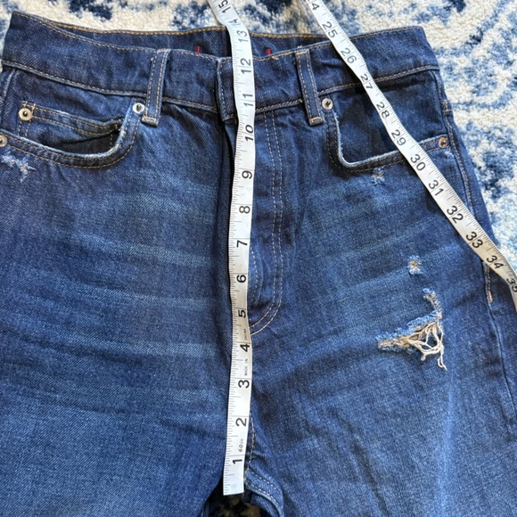 Zara Straight Leg Mid Rise Dark Wash Jeans - Picture 10 of 14